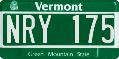 VT license plate NRY175