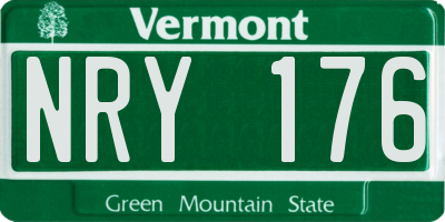 VT license plate NRY176