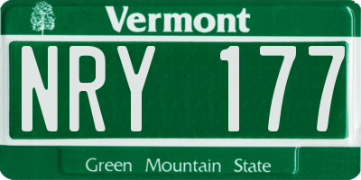 VT license plate NRY177