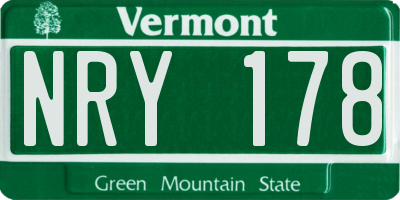 VT license plate NRY178