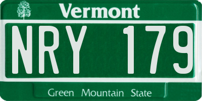 VT license plate NRY179