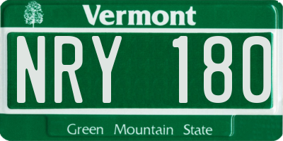 VT license plate NRY180