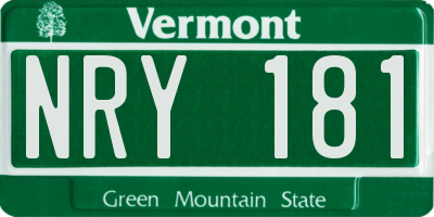 VT license plate NRY181