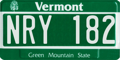 VT license plate NRY182
