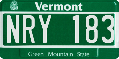 VT license plate NRY183
