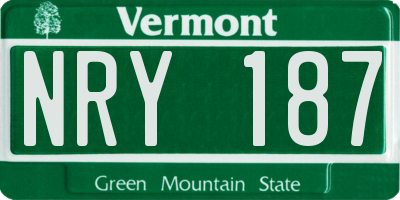 VT license plate NRY187