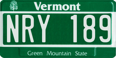 VT license plate NRY189