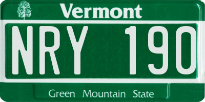 VT license plate NRY190