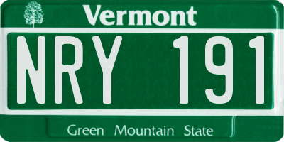 VT license plate NRY191