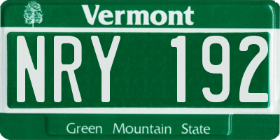 VT license plate NRY192