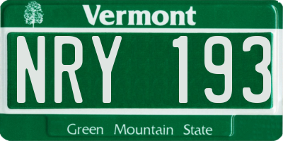 VT license plate NRY193
