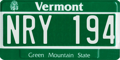 VT license plate NRY194