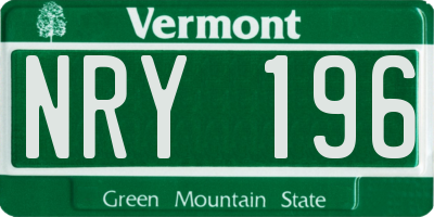 VT license plate NRY196