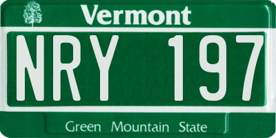 VT license plate NRY197