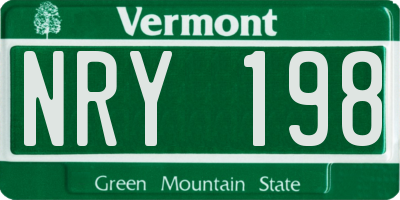 VT license plate NRY198