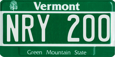 VT license plate NRY200