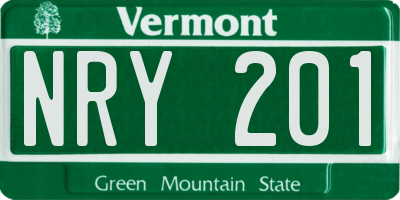 VT license plate NRY201
