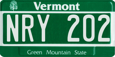 VT license plate NRY202