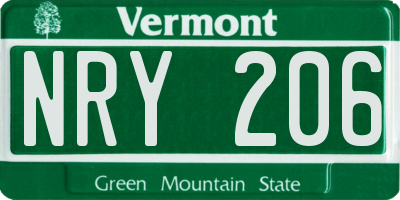 VT license plate NRY206