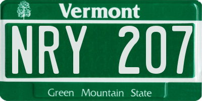 VT license plate NRY207
