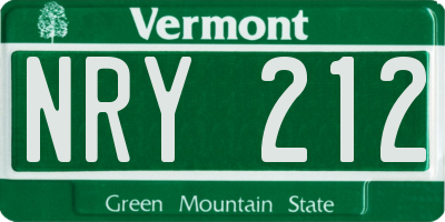VT license plate NRY212