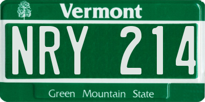 VT license plate NRY214