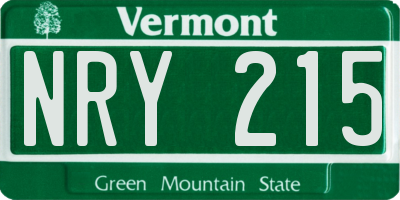 VT license plate NRY215