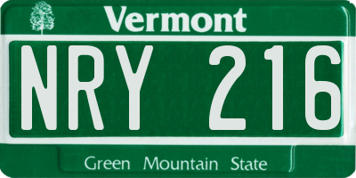 VT license plate NRY216