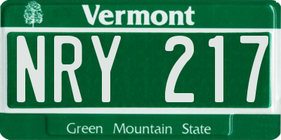 VT license plate NRY217