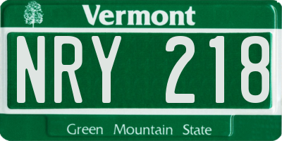 VT license plate NRY218