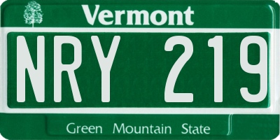 VT license plate NRY219