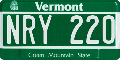 VT license plate NRY220