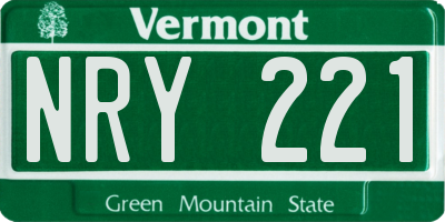 VT license plate NRY221