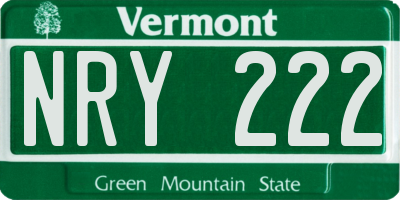 VT license plate NRY222