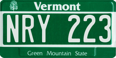 VT license plate NRY223