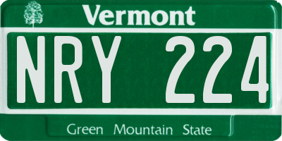 VT license plate NRY224