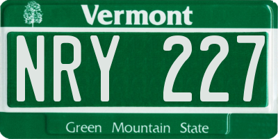 VT license plate NRY227