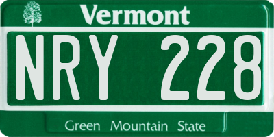 VT license plate NRY228
