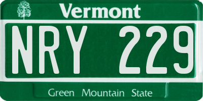 VT license plate NRY229