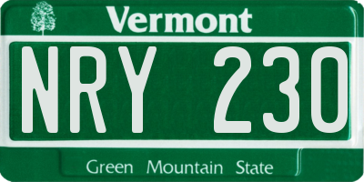 VT license plate NRY230
