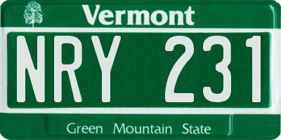 VT license plate NRY231
