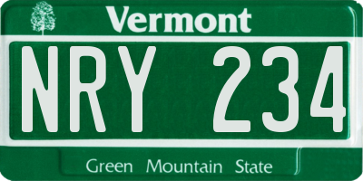 VT license plate NRY234