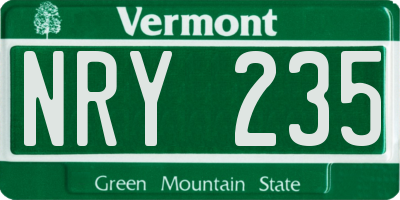 VT license plate NRY235