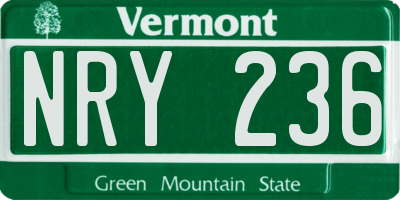 VT license plate NRY236