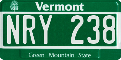 VT license plate NRY238