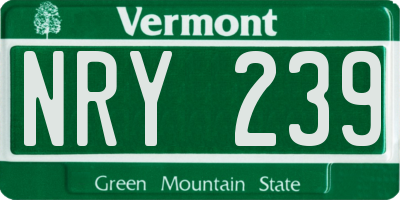 VT license plate NRY239