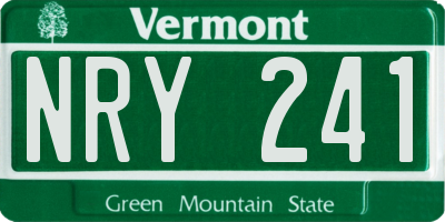 VT license plate NRY241