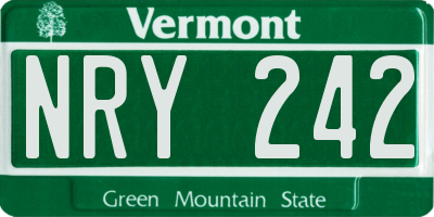 VT license plate NRY242