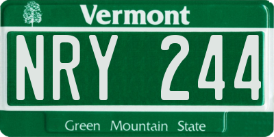 VT license plate NRY244