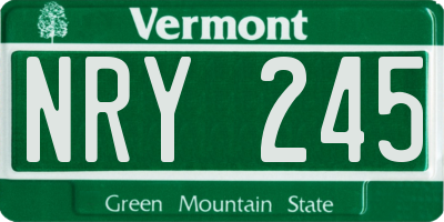 VT license plate NRY245